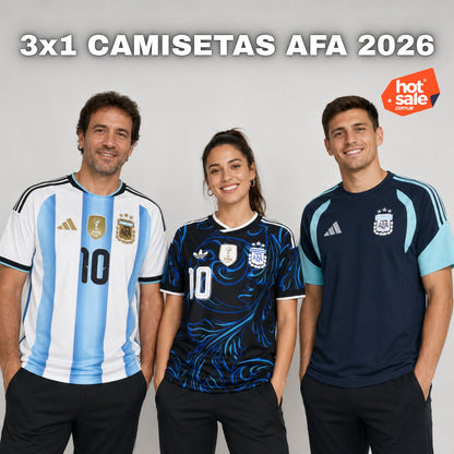 3x1 CAMISETAS SELECCIÓN ARGENTINA 2026 - TITULAR, SUPLENTE Y ENTRENAMIENTO DE REGALO